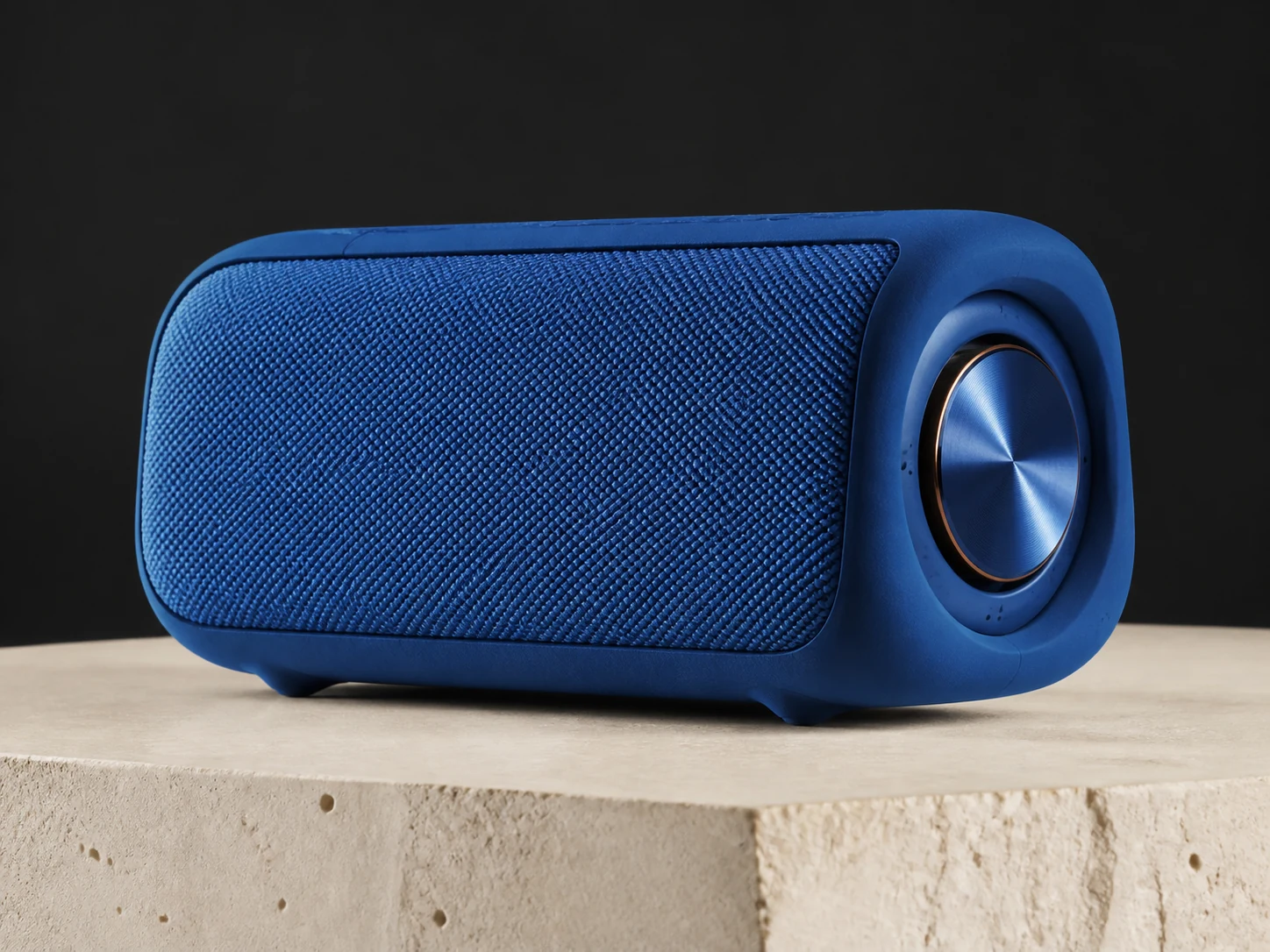 Detailed cobalt speaker representing the Image Upscaler