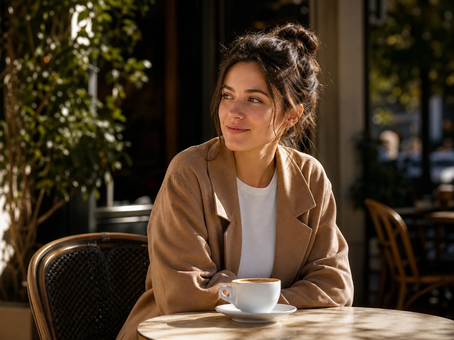 Original cafe portrait used as the source for a Transform Style transformation